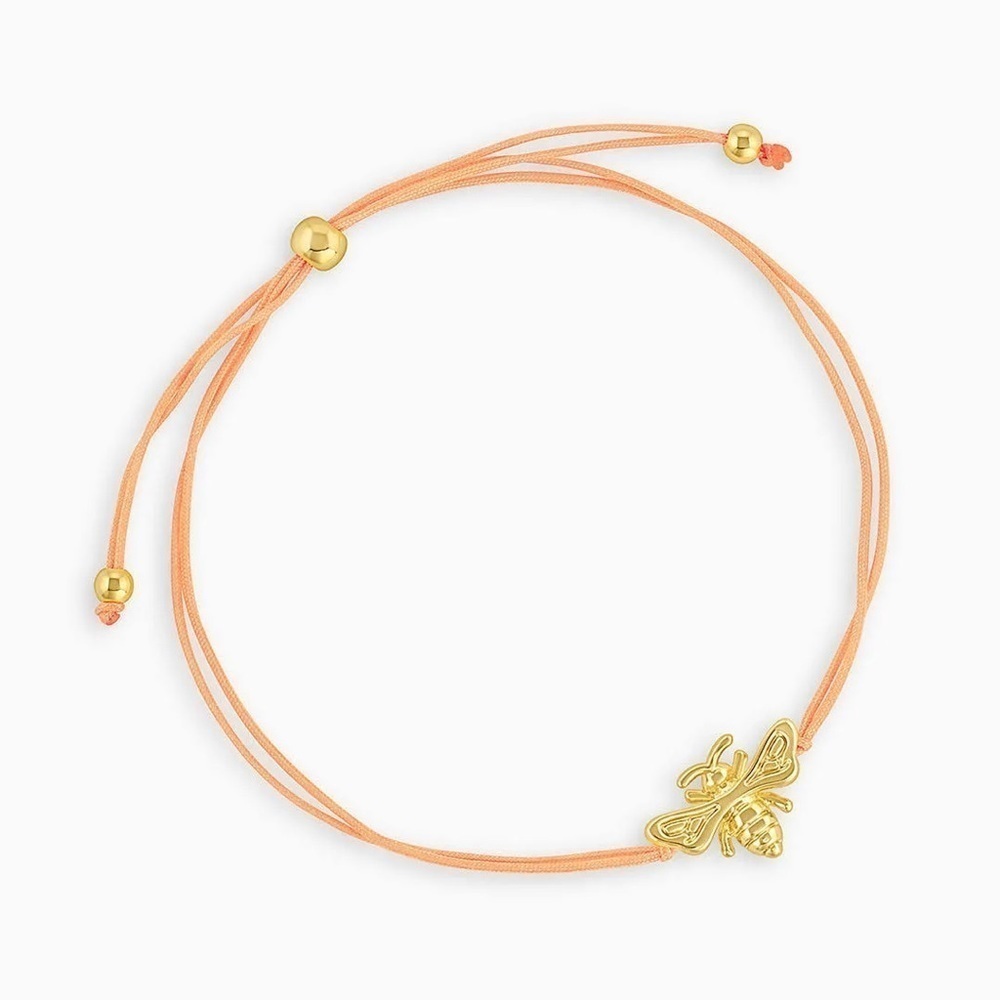 Gorjana New 18k‎ Gold Plated Brass Bee Prism Neon Orange Adjustable Bracelet